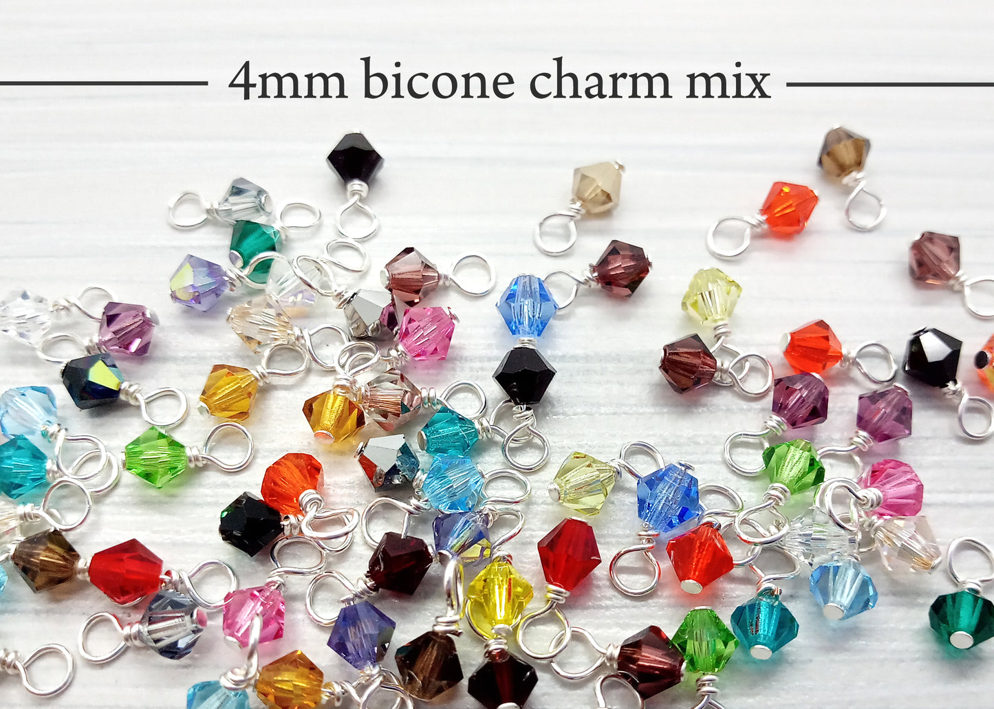 Bulk Crystal Bicone Bead Charms, 500 pc Mixed Colors in 4mm 5mm and 6mm - Adorabilities Charms & Trinkets