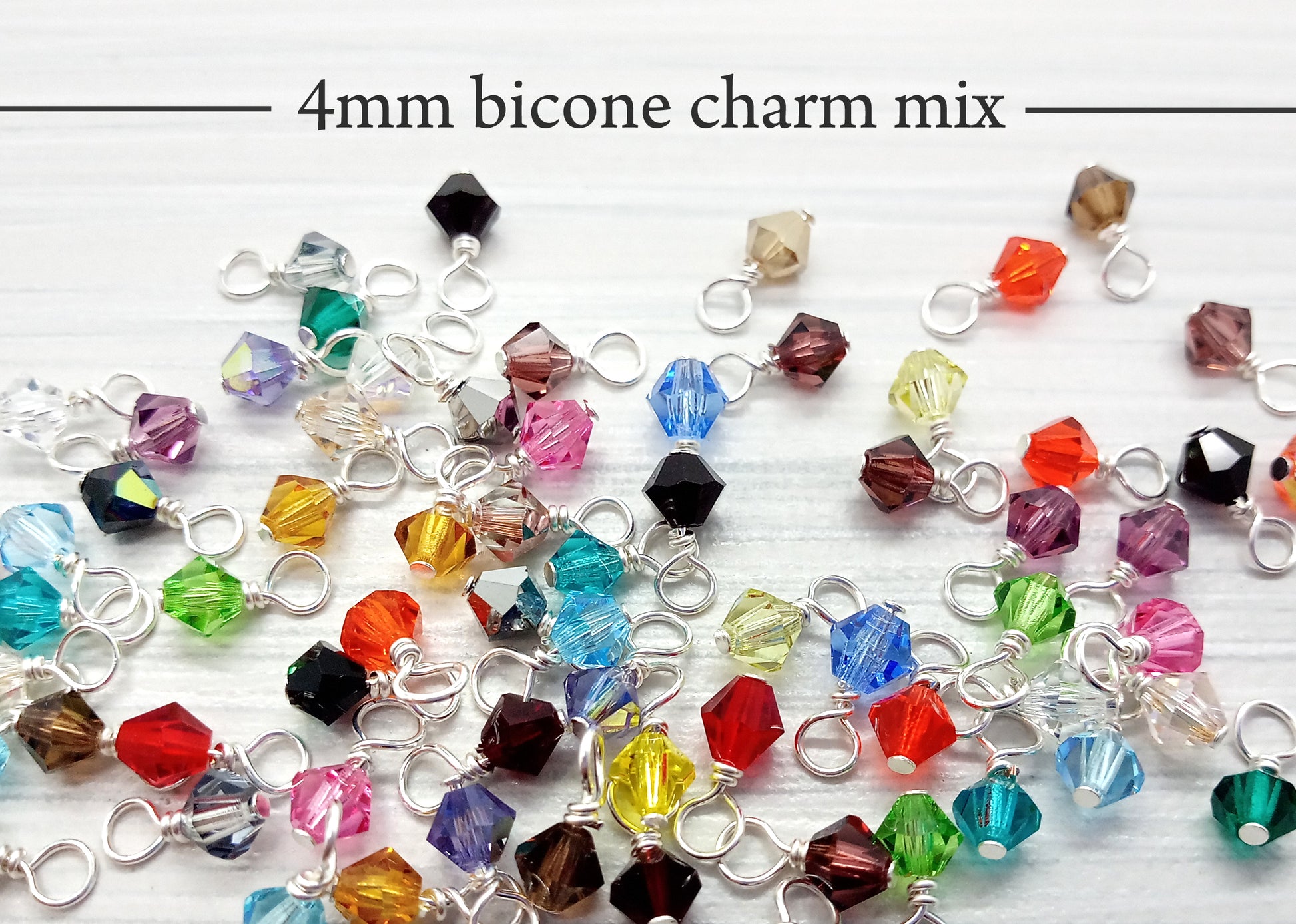 Bulk Crystal Bicone Bead Charms, 500 pc Mixed Colors in 4mm 5mm and 6mm - Adorabilities Charms & Trinkets