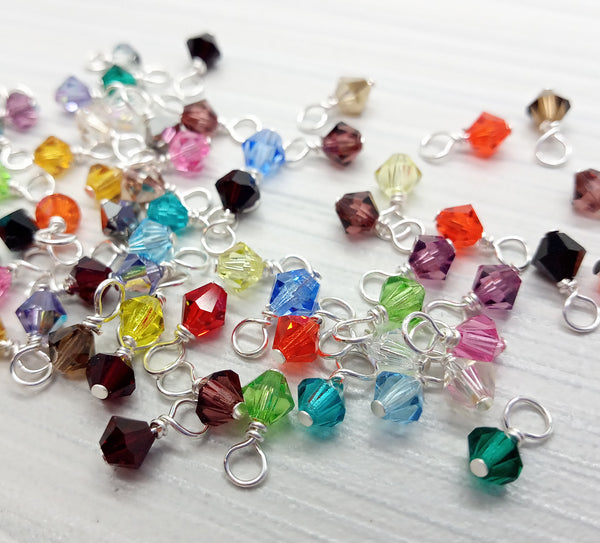 Tiny Bicone Bead Charms, 4mm Crystal Bead Dangle Mix - Adorabilities Charms & Trinkets
