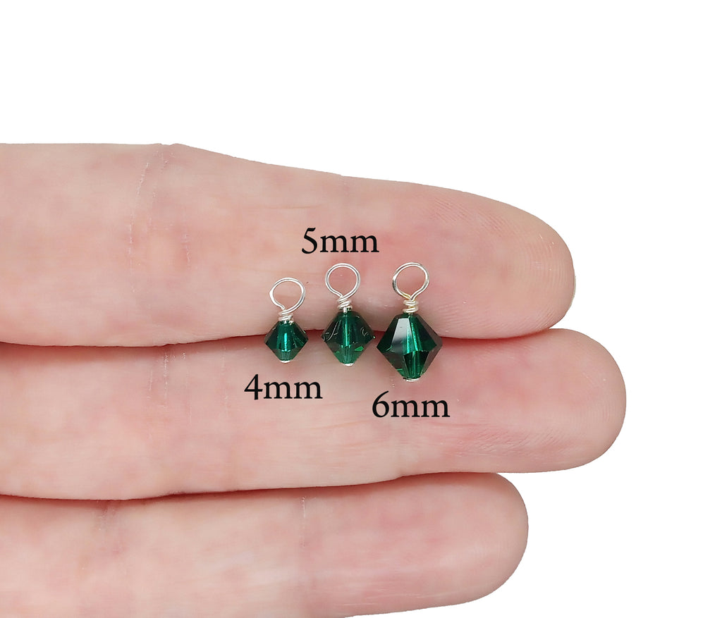 Tiny Bicone Bead Charms, 4mm Crystal Bead Dangle Mix