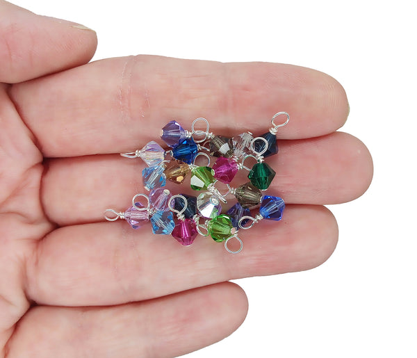 Small Bicone Bead Charms, 5mm Crystal Bead Dangle Mix - Adorabilities Charms & Trinkets