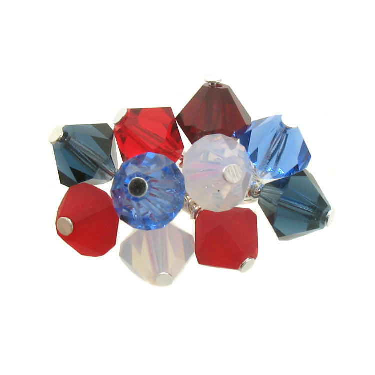 Fourth of July Dangle Charms, 6mm Czech Crystal Bead Charms