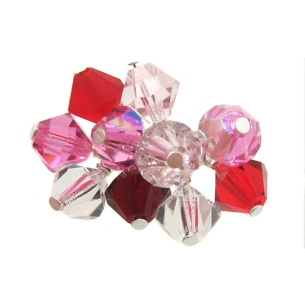 Valentine's Day Charms, Red & Pink 6mm Czech Crystal Bead Charms