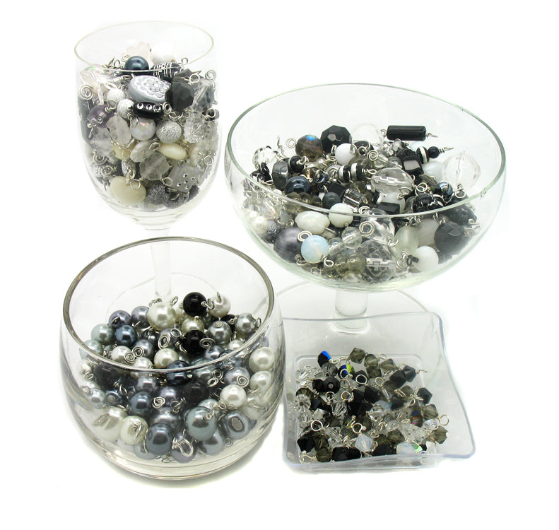 Black Bead Charms - 25 pc Grab Bag Acrylic Glass Crystal Natural - Adorabilities Charms & Trinkets