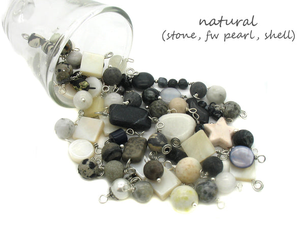 Black Bead Charms - 25 pc Grab Bag Acrylic Glass Crystal Natural - Adorabilities Charms & Trinkets