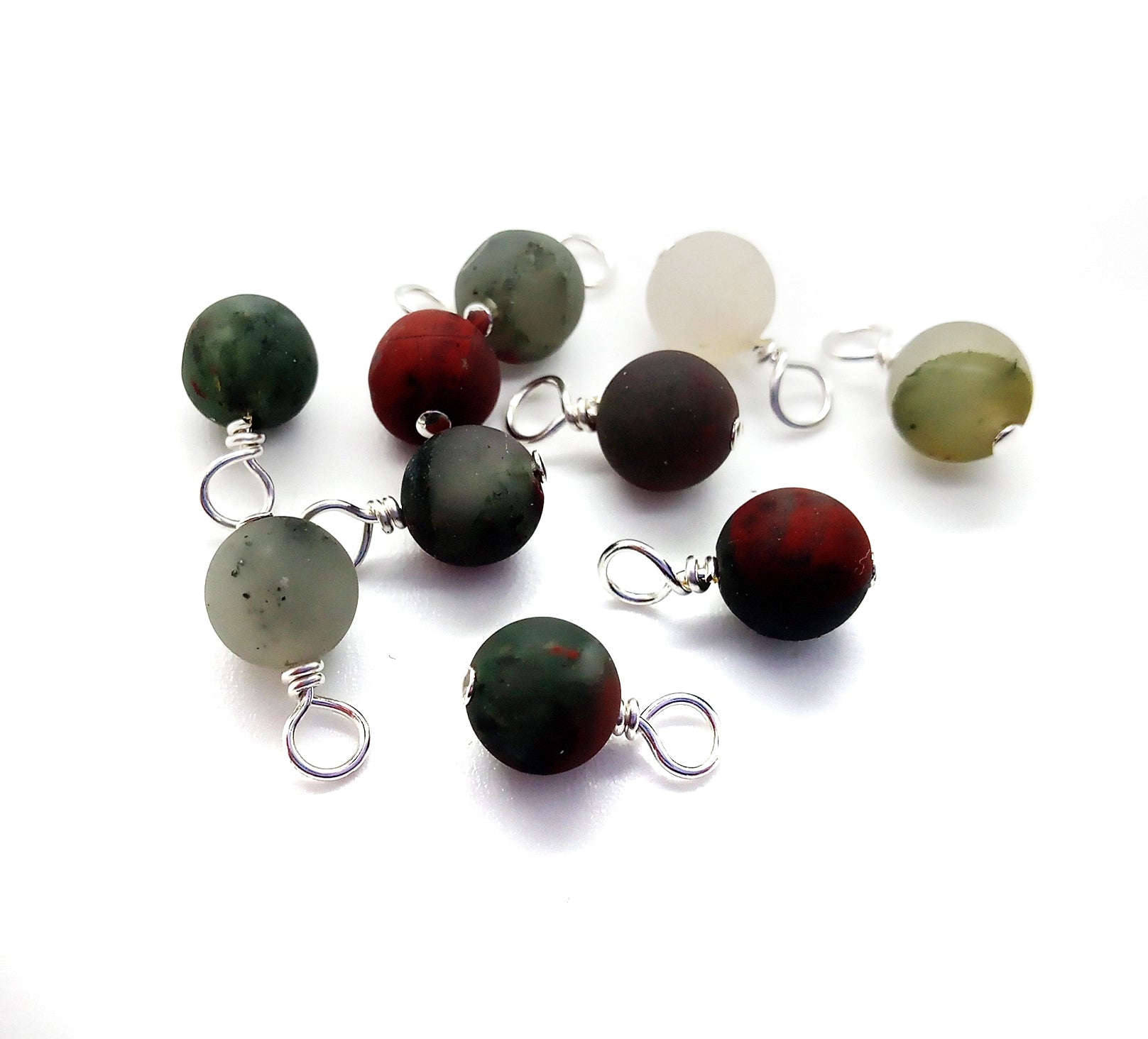 Bloodstone 6mm Bead Charms, African Bloodstone Gemstone Dangles - Adorabilities Charms & Trinkets
