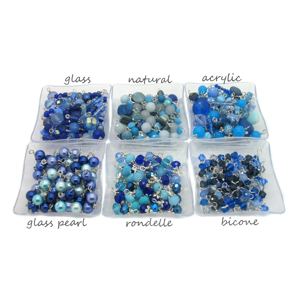 Blue Bead Charms - 25 pc Grab Bag Acrylic Glass Crystal Natural Styles - Adorabilities Charms & Trinkets