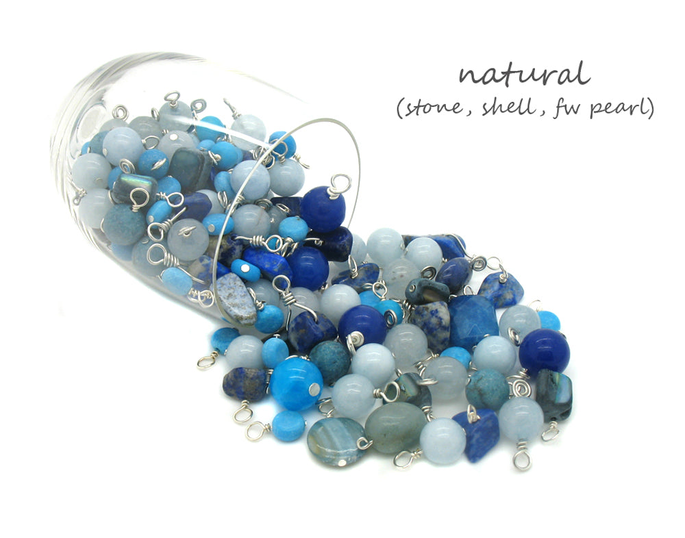 Blue Bead Charms - 25 pc Grab Bag Acrylic Glass Crystal Natural Styles - Adorabilities Charms & Trinkets