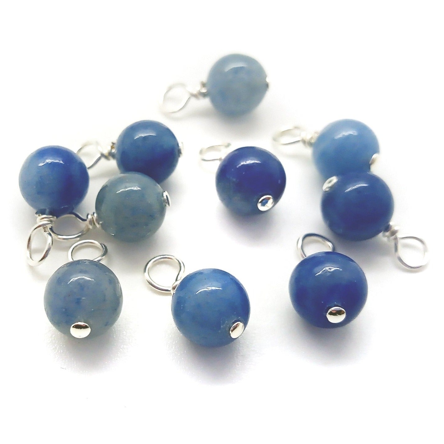 Blue Aventurine 6mm Bead Charms, Beautiful Gemstone Dangles - Adorabilities Charms & Trinkets