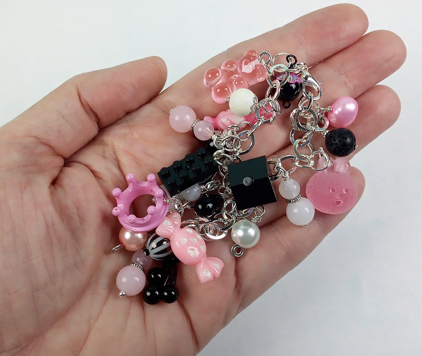 Pink & Black Charm Bracelet Kit, Creepy Cute Cha Cha DIY Bracelet - Adorabilities Charms & Trinkets