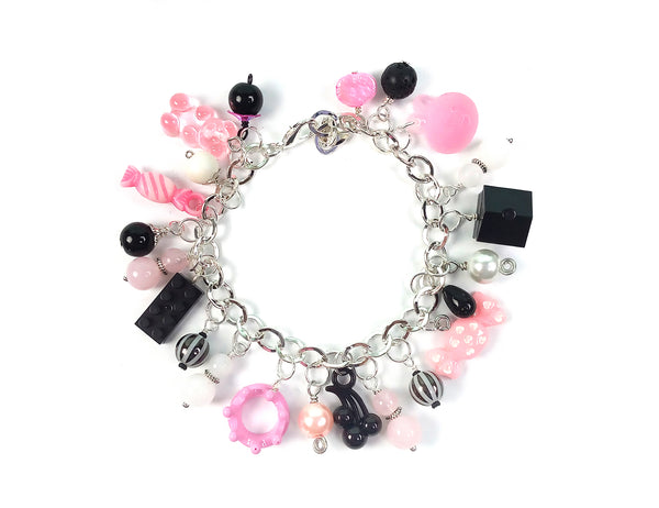 Pink & Black Charm Bracelet Kit, Creepy Cute Cha Cha DIY Bracelet - Adorabilities Charms & Trinkets