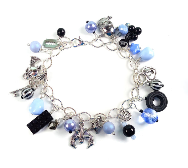 Periwinkle Charm Bracelet Kit, Pastel Goth DIY Bracelet - Adorabilities Charms & Trinkets