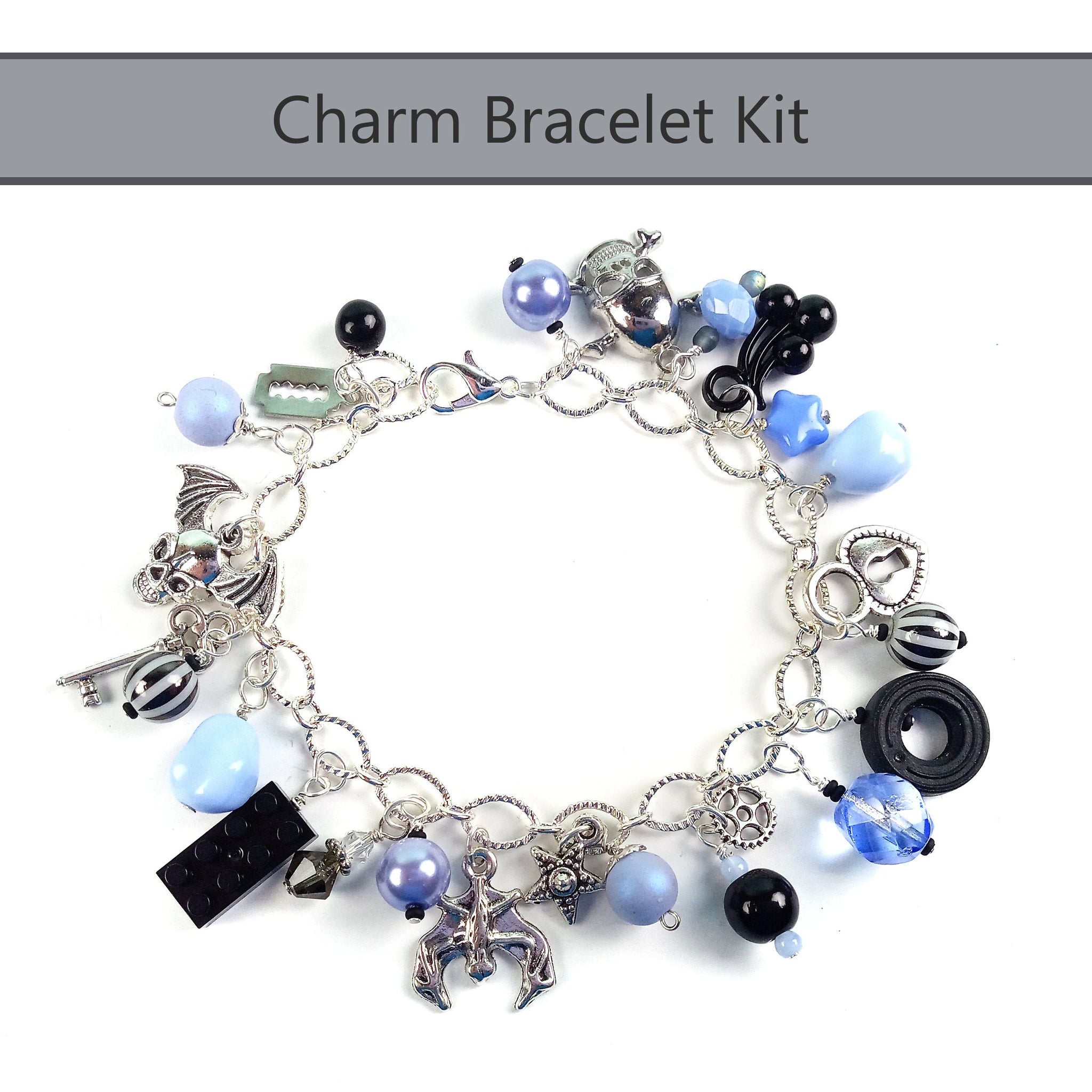 Periwinkle Charm Bracelet Kit, Pastel Goth DIY Bracelet