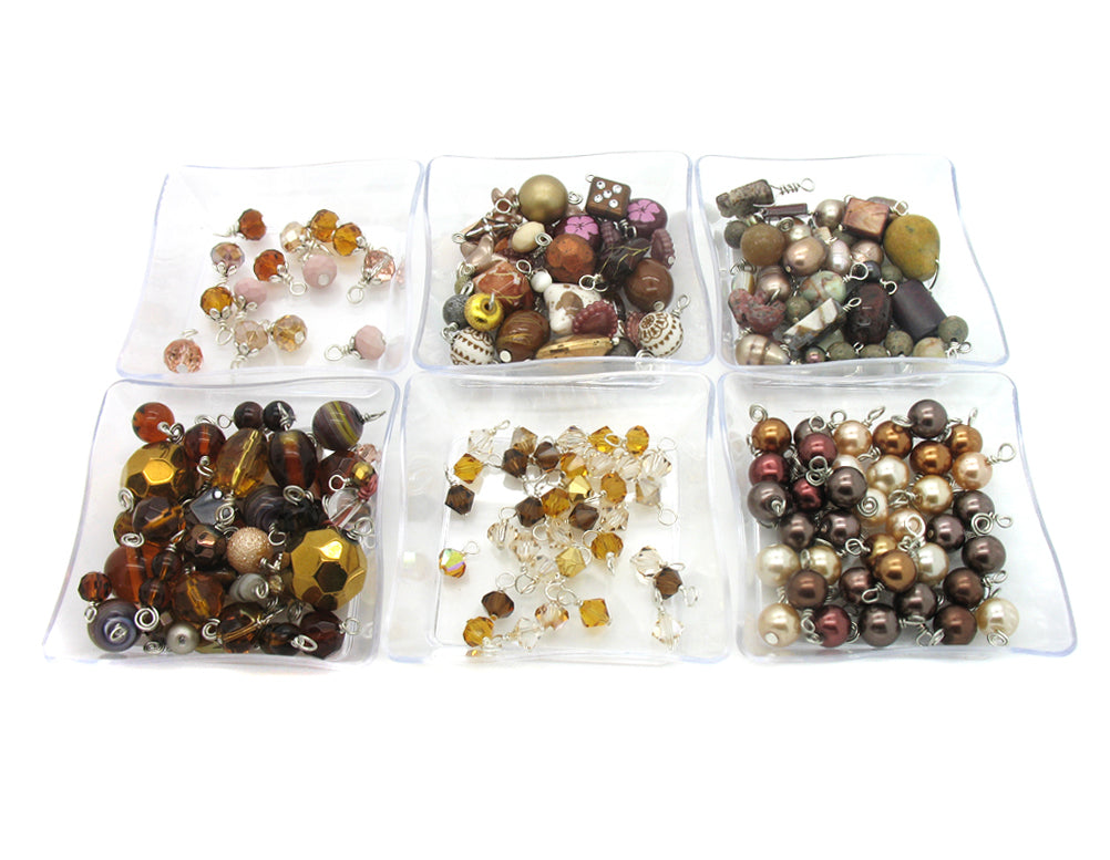 Brown Bead Dangle Charms Grab Bag - Turquoise Glass, Acrylic, Rondelle, Bicone, Crystal Bead Charms - Adorabilities Charms & Trinkets