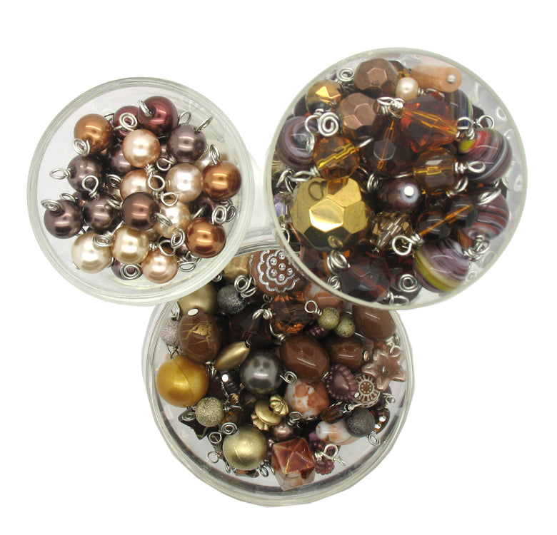 Brown Bead Dangle Charms Grab Bag - Turquoise Glass, Acrylic, Rondelle, Bicone, Crystal Bead Charms - Adorabilities Charms & Trinkets
