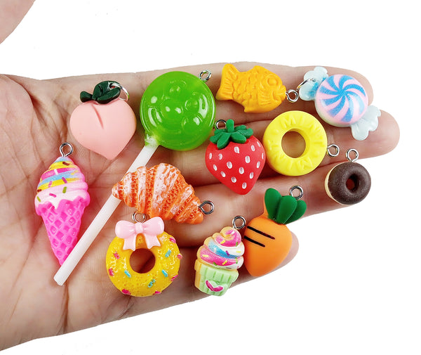 Mixed Food Charms, Kawaii Resin Cabochon Candy & Fruit Grab Bag - Adorabilities Charms & Trinkets