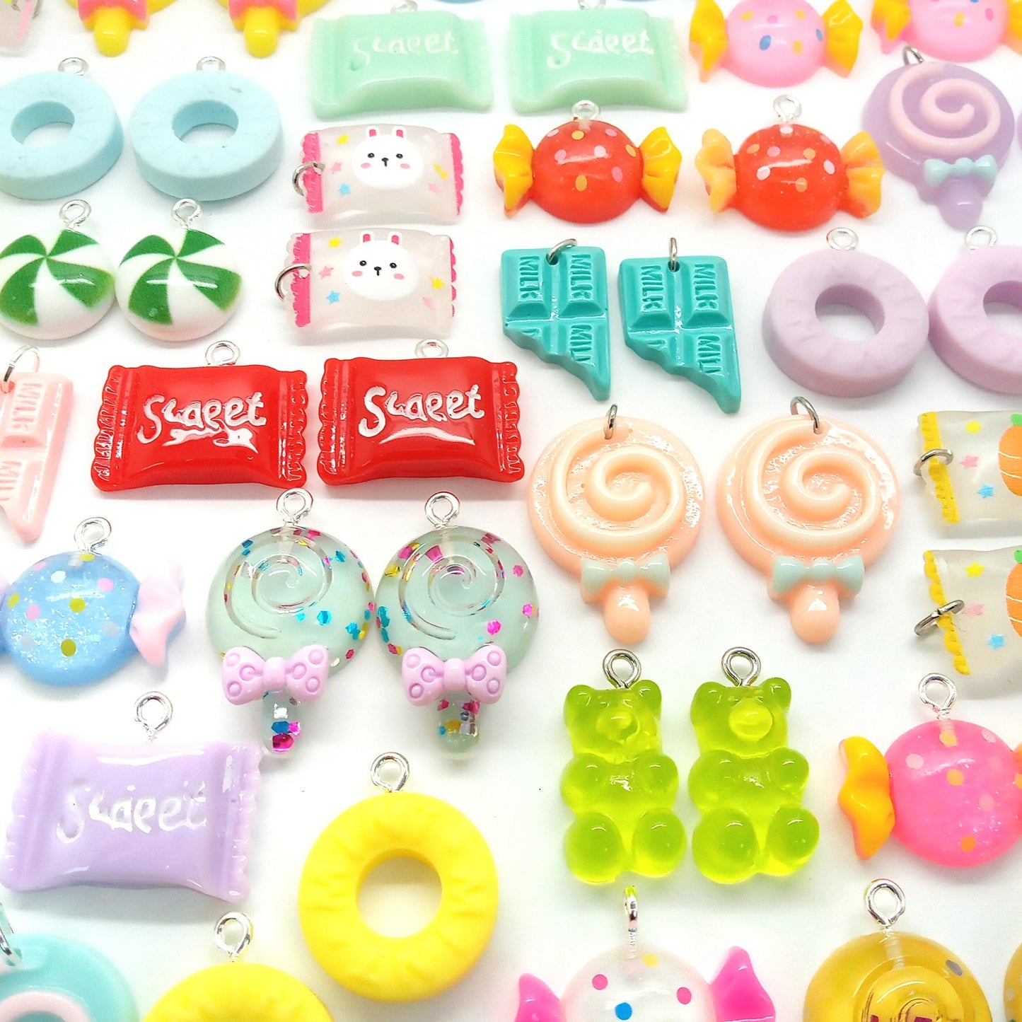 Pairs of Candy Charms, Kawaii Cabochon Pendants for Earrings - Adorabilities Charms & Trinkets