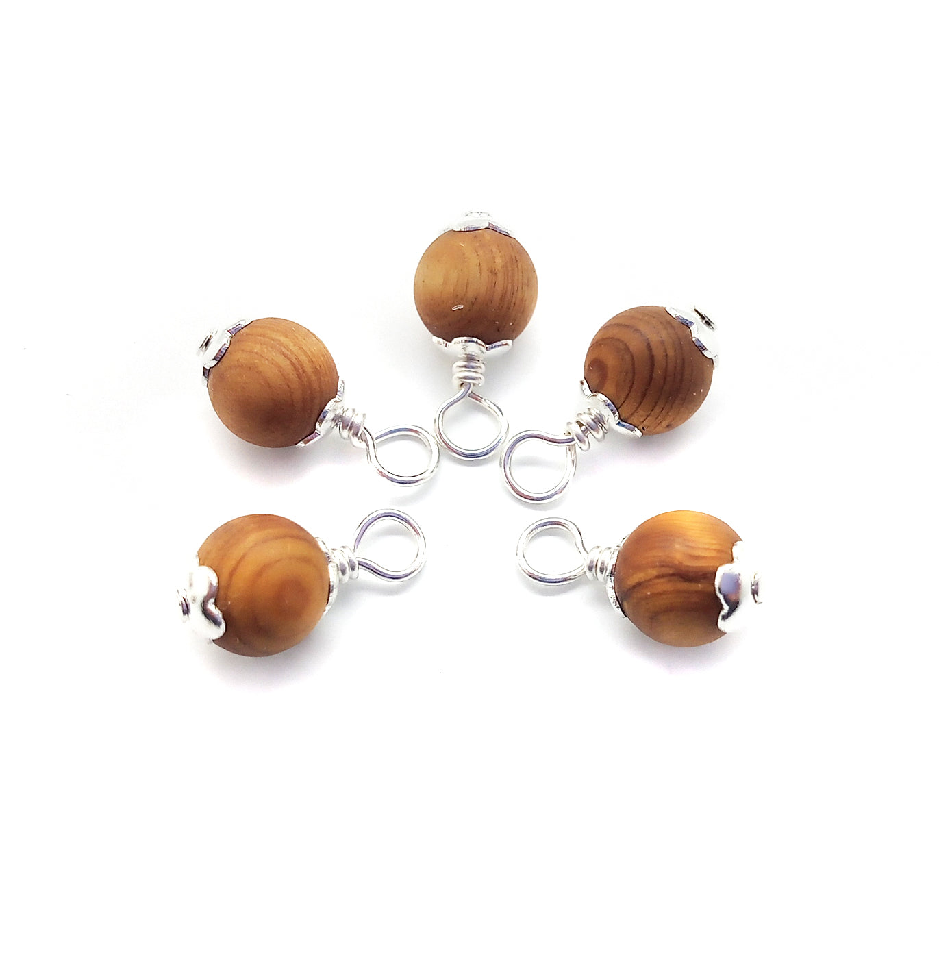 Cedar 6mm Bead Charms, Tiny Wood Bead Dangles - Adorabilities Charms & Trinkets