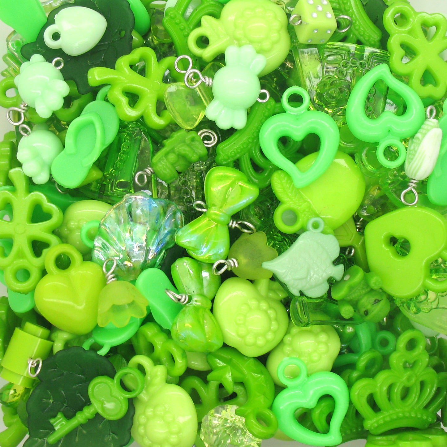 Green Acrylic Charms - 30 pc Bulk Colorful Trinkets for Crafts - Adorabilities Charms & Trinkets