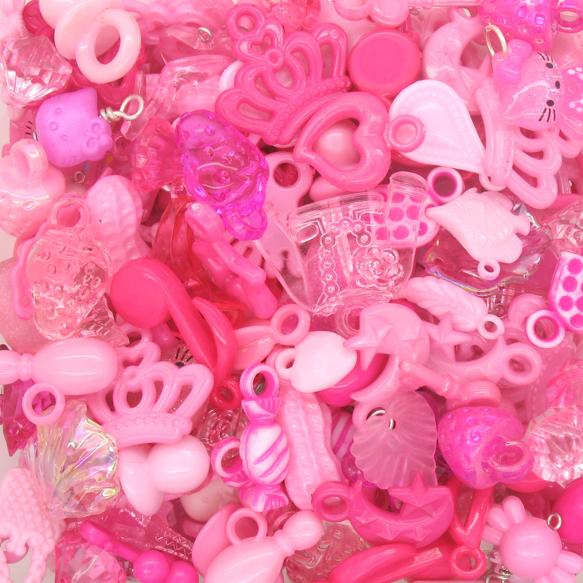 Pink Acrylic Charms - 30 pc Bulk Colorful Trinkets for Crafts - Adorabilities Charms & Trinkets