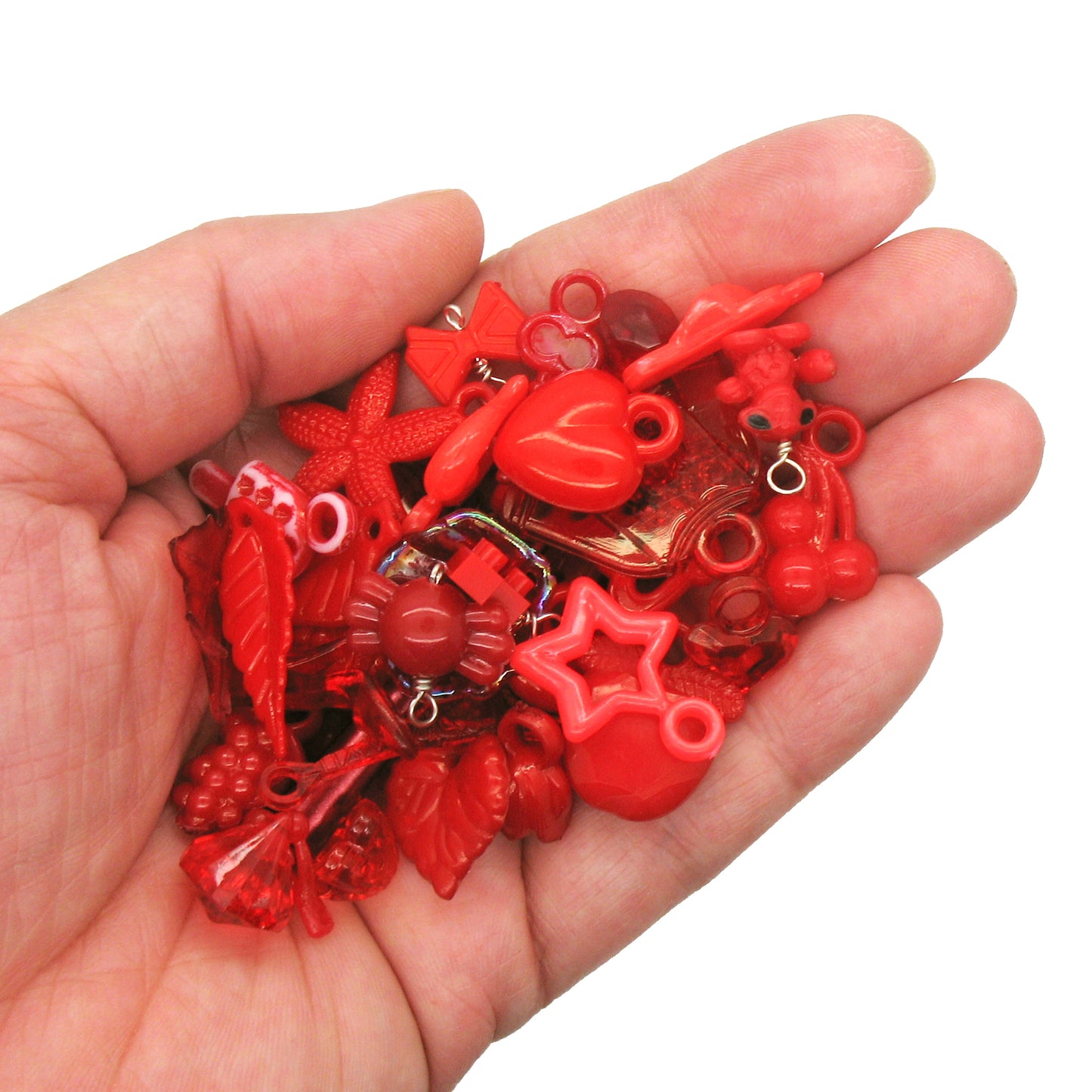 Red Acrylic Charms - 30 pc Bulk Colorful Trinkets for Crafts - Adorabilities Charms & Trinkets