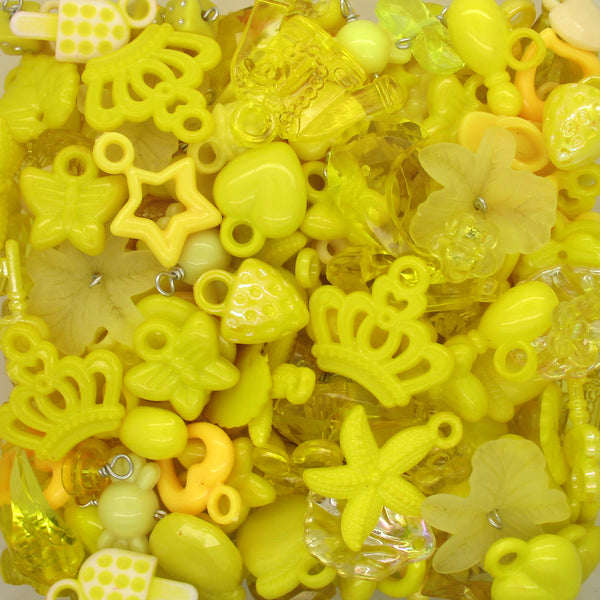 Yellow Acrylic Charms - 30 pc Bulk Colorful Trinkets for Crafts - Adorabilities Charms & Trinkets