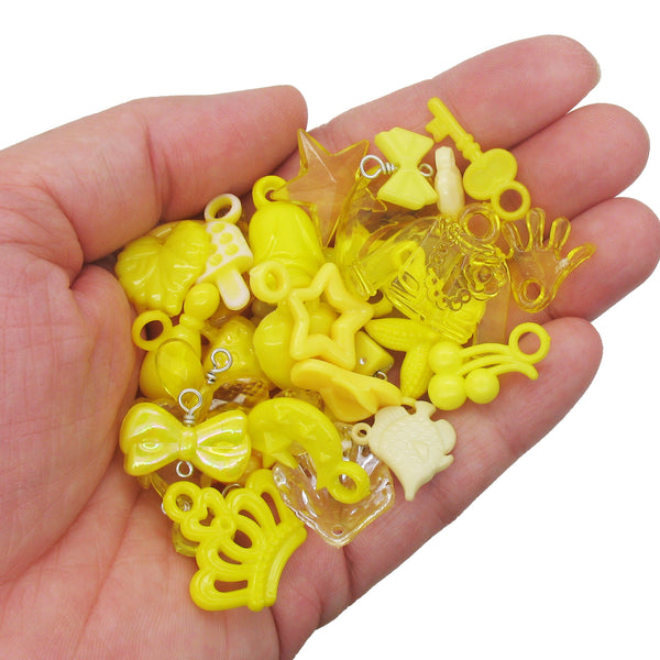 Yellow Acrylic Charms - 30 pc Bulk Colorful Trinkets for Crafts - Adorabilities Charms & Trinkets