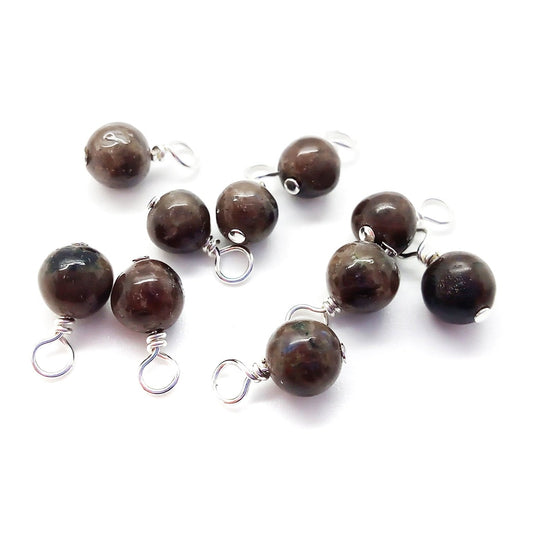 Chocolate Labradorite 6mm Bead Charms, Brown Gemstone Dangles - Adorabilities Charms & Trinkets