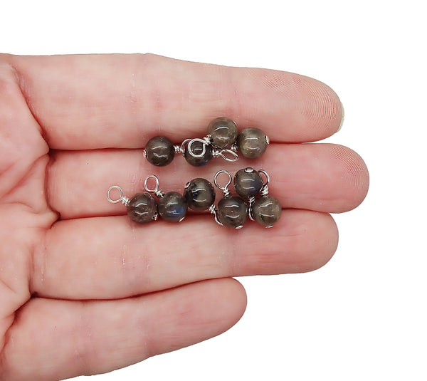 Chocolate Labradorite 6mm Bead Charms, Brown Gemstone Dangles - Adorabilities Charms & Trinkets