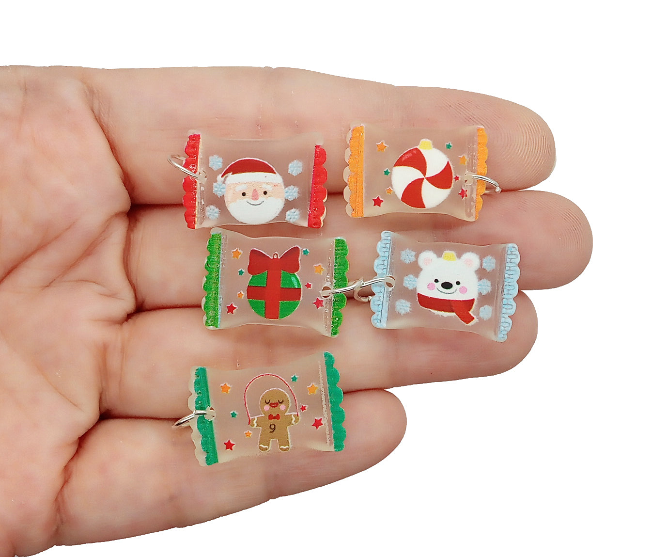 Christmas Candy Charms, 6 Pairs of Cute Earring Charms