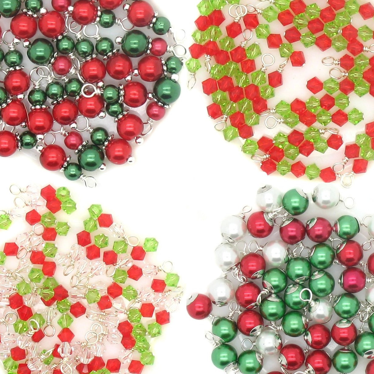 Christmas Charms - Pretty Red & Green Bead Charm Dangles Xmas - Adorabilities Charms & Trinkets