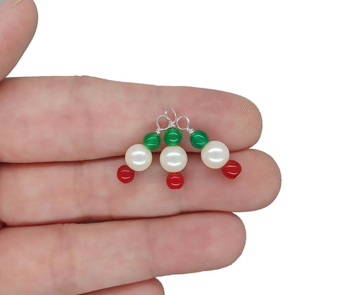 Pearl Christmas Charms, Red and Green Bead Dangles - Adorabilities Charms & Trinkets