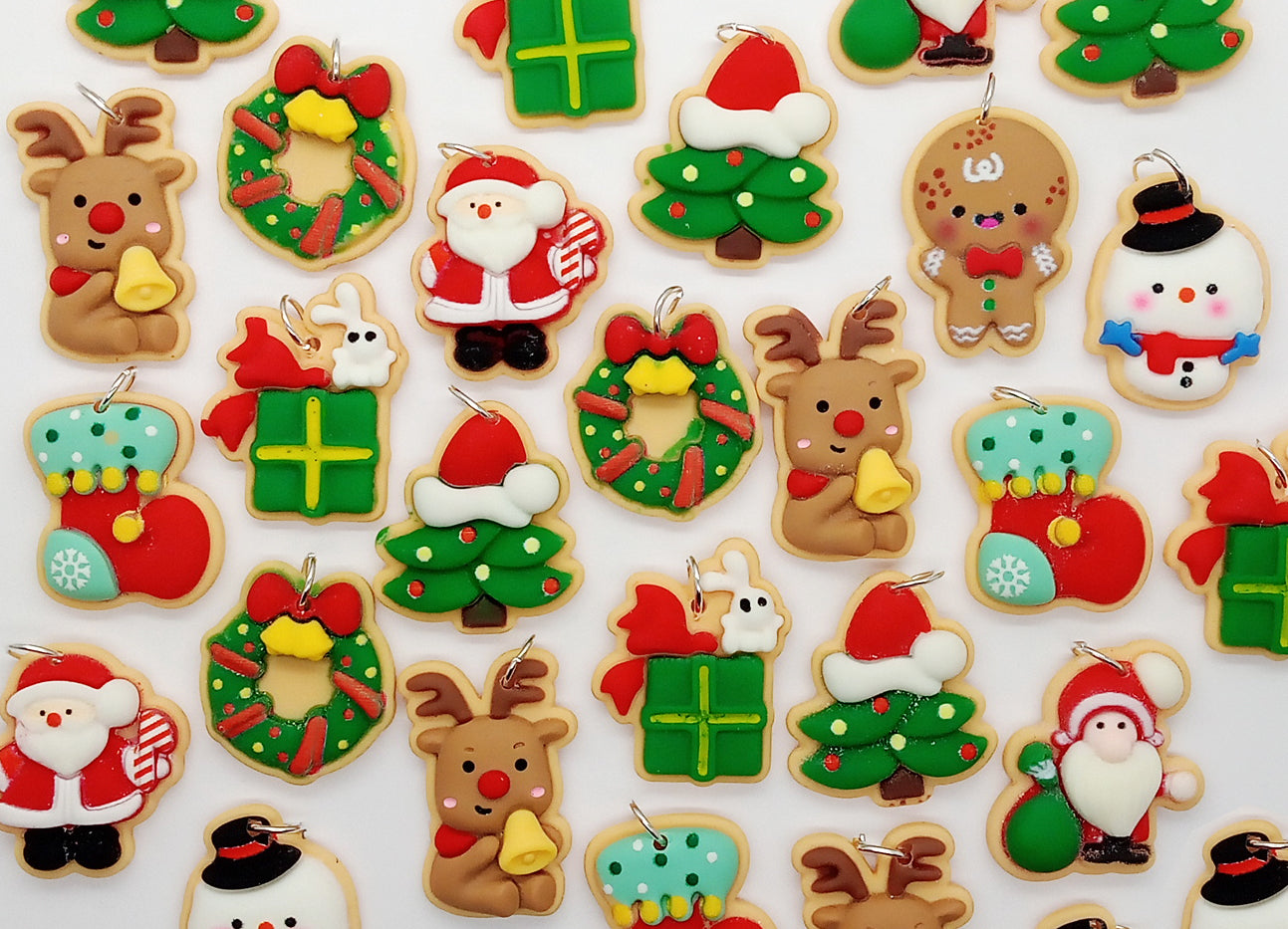 Christmas Cookie Flatback Charms, Set of 10 Kawaii Styles