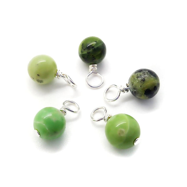 African Green Chrysoprase 6mm Bead Charms, Natural Gemstone Dangles - Adorabilities Charms & Trinkets
