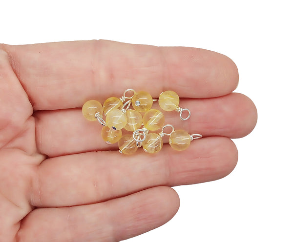Citrine Bead Charms, Tiny Yellow 5mm - 6mm Gemstone Dangles