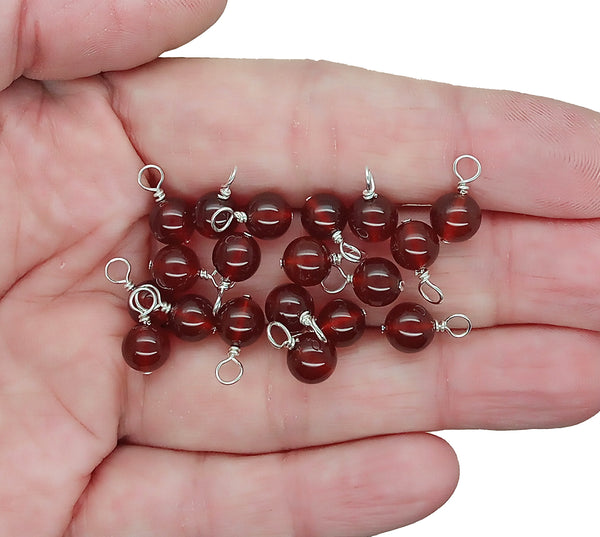 Cornelian 6mm Bead Charms, 10pc Gemstone Dangles - Adorabilities Charms & Trinkets