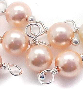 Crystal Pearl Dangle Charms, Pastel 6mm Pearl Charms with Silver-Tone Wire - Adorabilities Charms & Trinkets