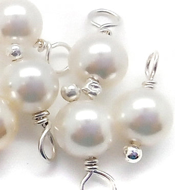 Crystal Pearl Dangle Charms, Pastel 6mm Pearl Charms with Silver-Tone Wire - Adorabilities Charms & Trinkets
