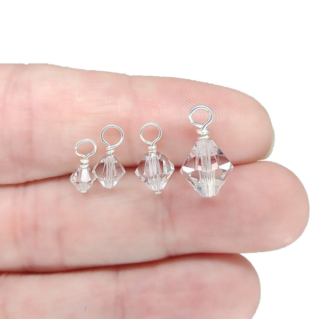 Tiny Bicone Bead Charms, 4mm Crystal Bead Dangle Mix