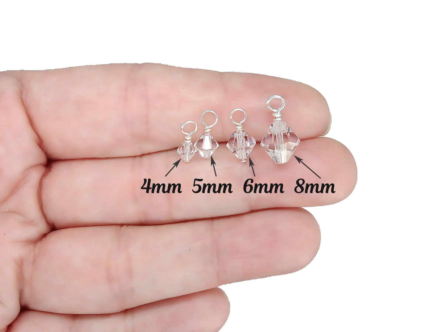 Crystal Bicone Charms, 4mm 5mm 6mm 8mm Czech Crystal Bead Dangles - Adorabilities Charms & Trinkets