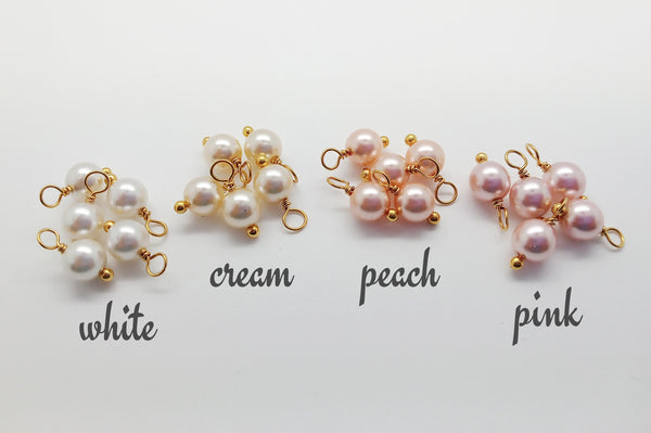 Crystal Pearl Dangles, Pastel 6mm Pearl Charms with Gold-Tone Wire - Adorabilities Charms & Trinkets