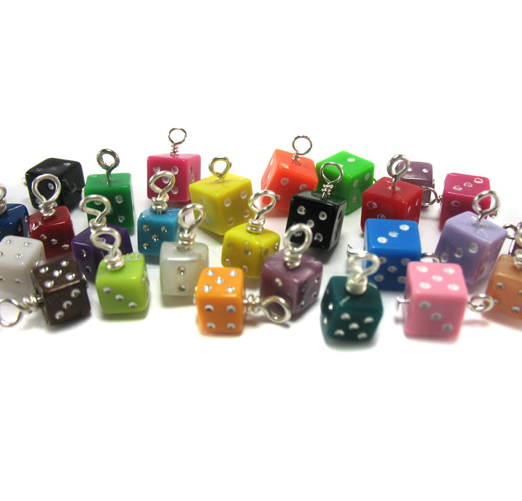 Dice Charms - Tiny Dice Beads Colorful Kawaii Die Charms - Adorabilities Charms & Trinkets