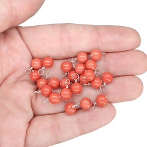 Coral Dolomite 6mm Bead Charms, Gemstone Dangles - Adorabilities Charms & Trinkets