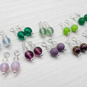 Bead Charm Pairs for Earrings - 10 pairs of Pretty Dangles in Purple & Green - Adorabilities Charms & Trinkets