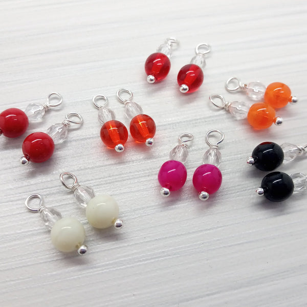 Dangle Charm Pairs for Earrings - 7 pairs of Pretty Dangles in Red & Orange - Adorabilities Charms & Trinkets