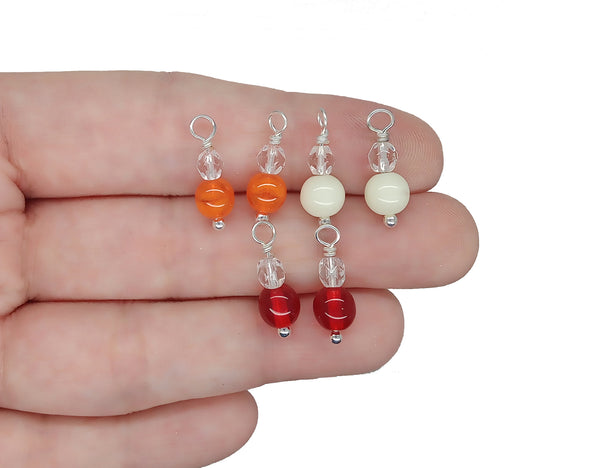 Dangle Charm Pairs for Earrings - 7 pairs of Pretty Dangles in Red & Orange - Adorabilities Charms & Trinkets