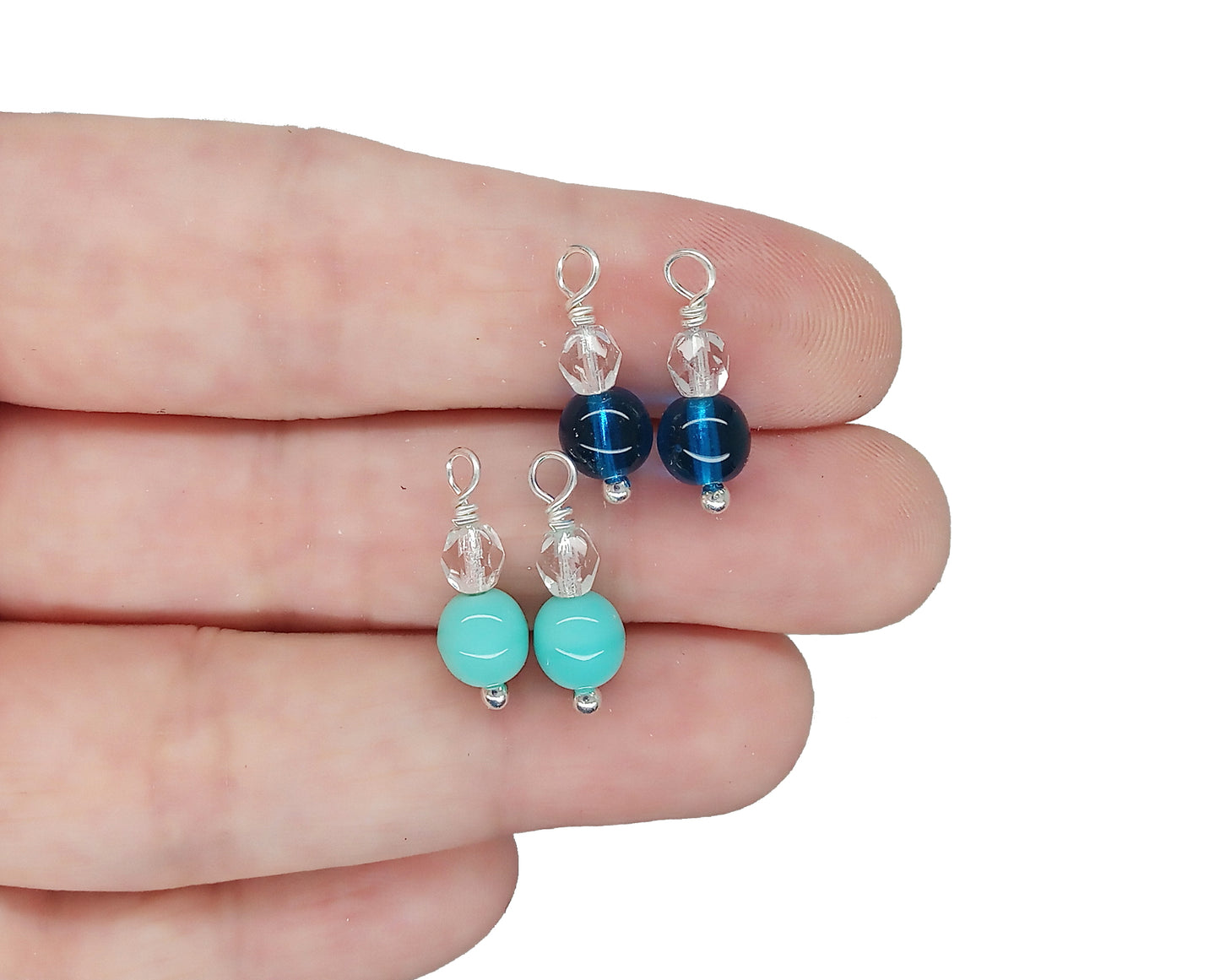 Bead Charms for Earrings - 6 pairs of Pretty Dangles in Blues - Adorabilities Charms & Trinkets