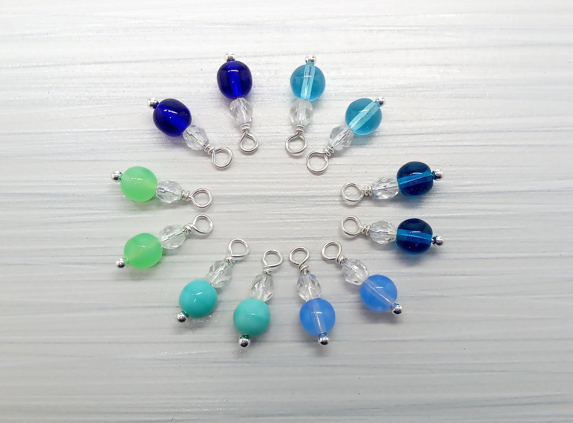 Bead Charms for Earrings - 6 pairs of Pretty Dangles in Blues - Adorabilities Charms & Trinkets