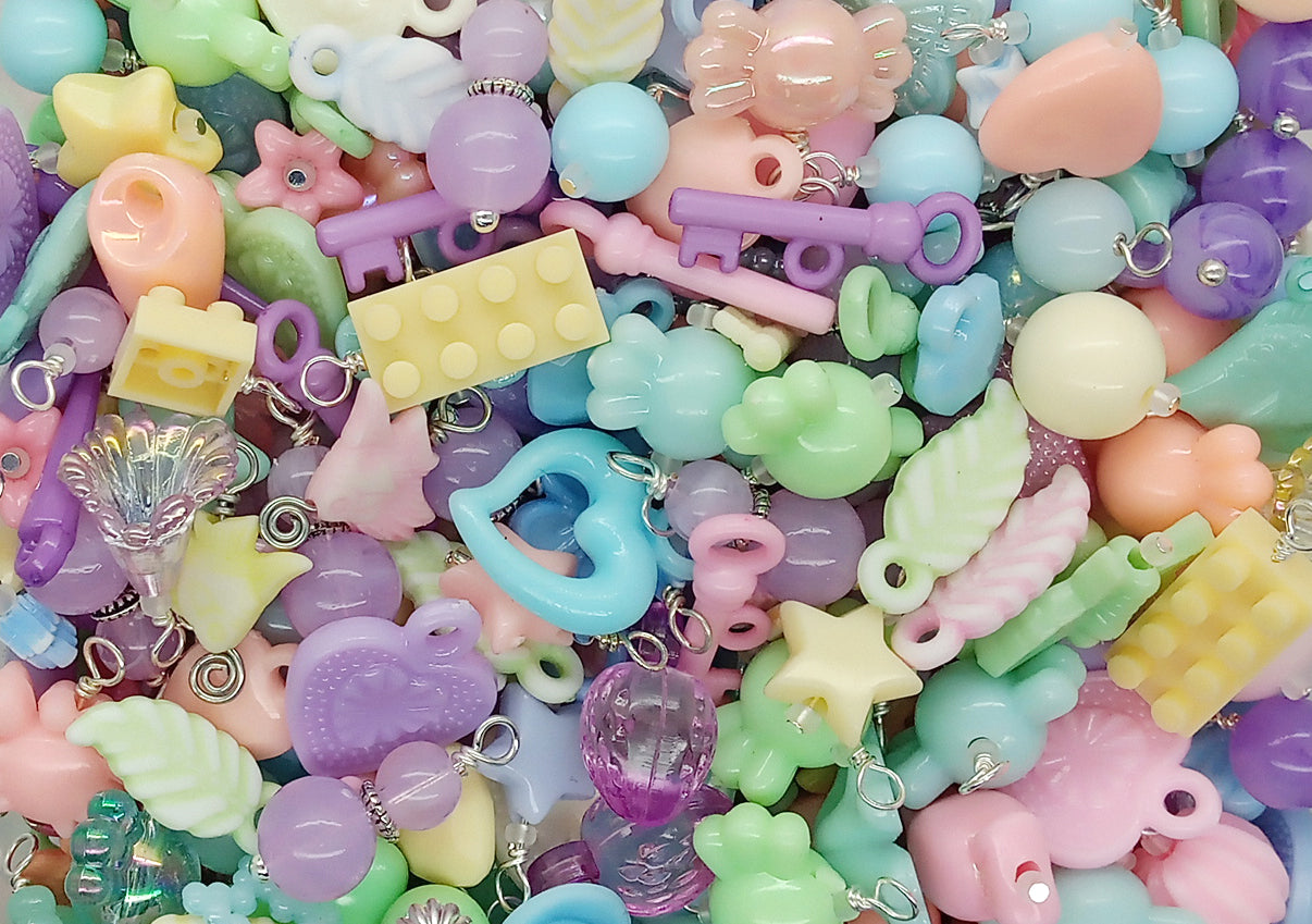 Easter Charm Mix, 35 pc Assorted Pastel Dangles and Acrylic Charms