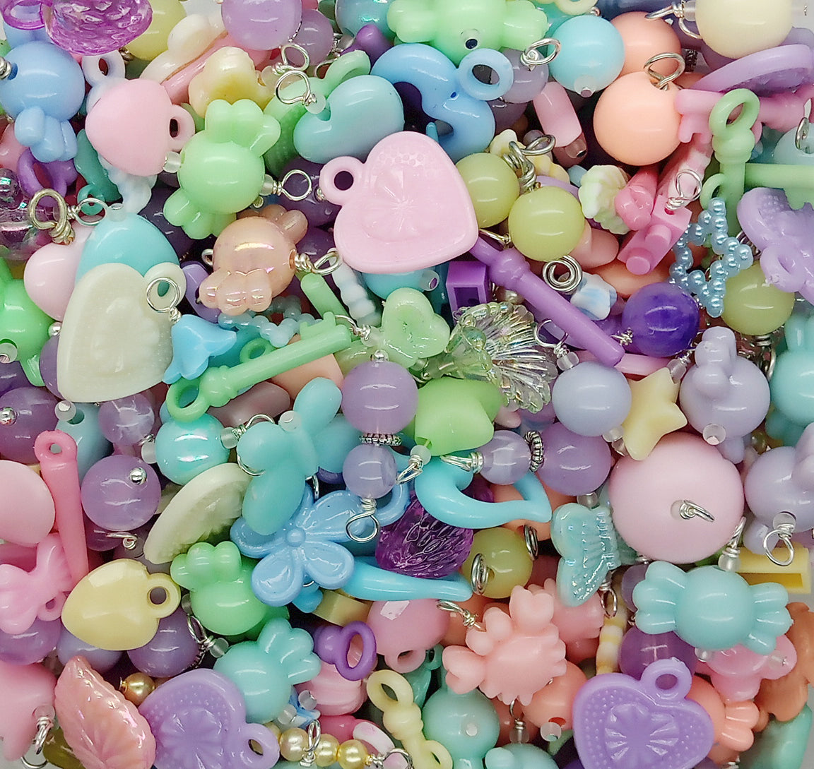 Easter Charm Mix, 35 pc Assorted Pastel Dangles and Acrylic Charms